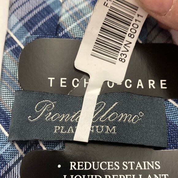 Pronto Uomo mens wearhouse blue white plaid regular length 28 1/2 inches - Picture 4 of 7